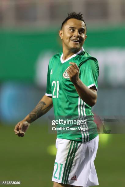 Luis Montes of Mexico gestures during an International Friendly match between Mexico and Iceland at Sam Boyd Stadium on February 08, 2017 in Las...