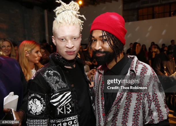 Model Shaun Ross and Stylist Ty Hunter attend E!, ELLE & IMG celebration to kick-off NYFW: The Shows on February 8, 2017 in New York City.