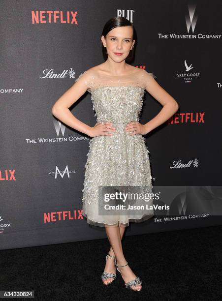 Actress Millie Bobby Brown attends the 2017 Weinstein Company and Netflix Golden Globes after party on January 8, 2017 in Los Angeles, California.