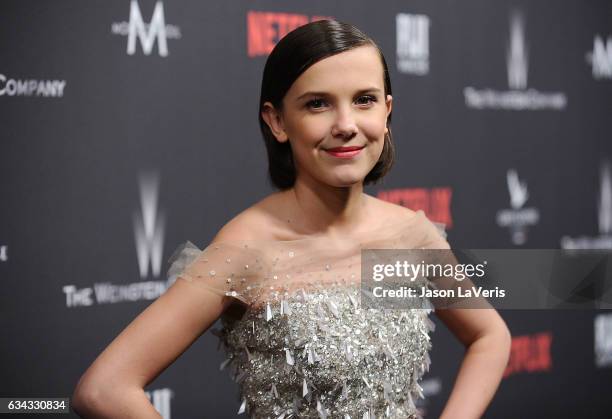 Actress Millie Bobby Brown attends the 2017 Weinstein Company and Netflix Golden Globes after party on January 8, 2017 in Los Angeles, California.