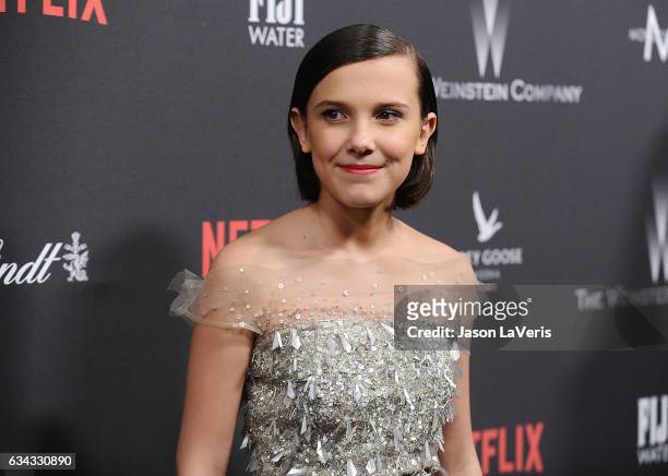 Actress Millie Bobby Brown attends the 2017 Weinstein Company and Netflix Golden Globes after party on January 8, 2017 in Los Angeles, California.
