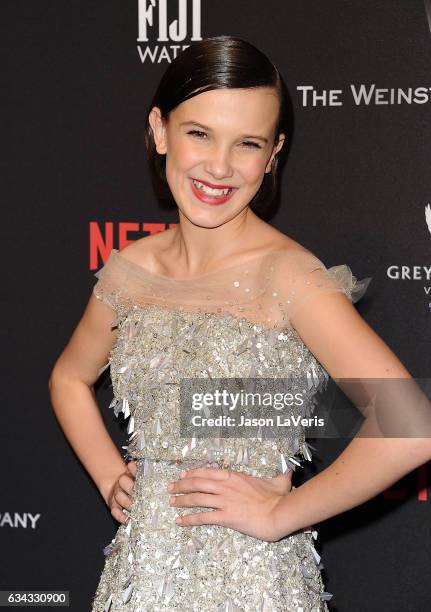 Actress Millie Bobby Brown attends the 2017 Weinstein Company and Netflix Golden Globes after party on January 8, 2017 in Los Angeles, California.