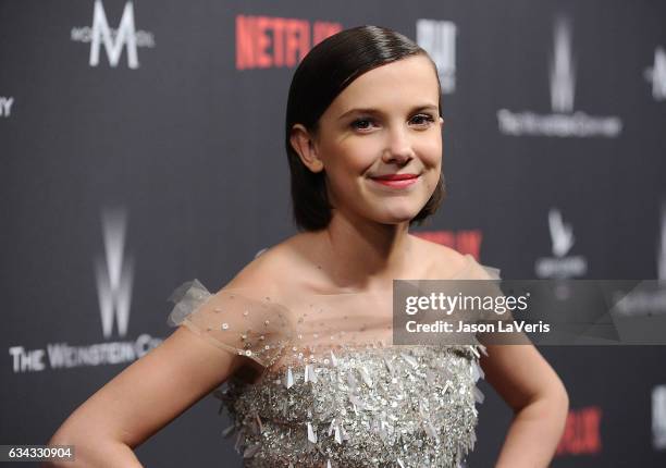 Actress Millie Bobby Brown attends the 2017 Weinstein Company and Netflix Golden Globes after party on January 8, 2017 in Los Angeles, California.