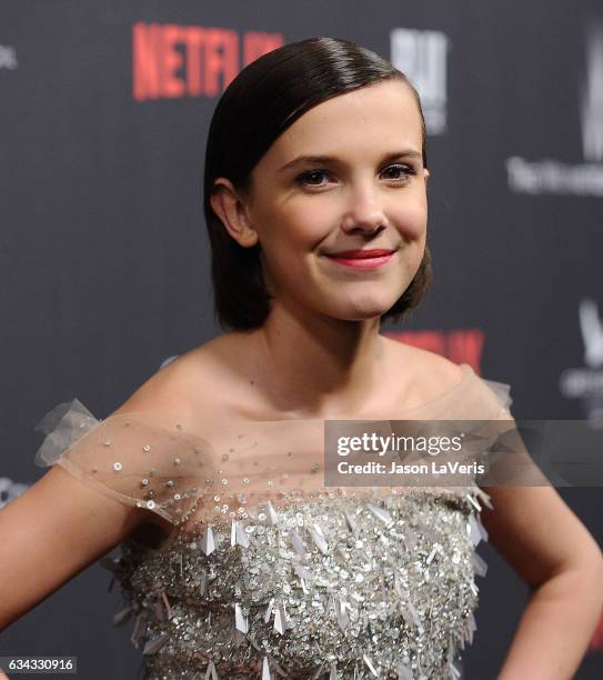 Actress Millie Bobby Brown attends the 2017 Weinstein Company and Netflix Golden Globes after party on January 8, 2017 in Los Angeles, California.