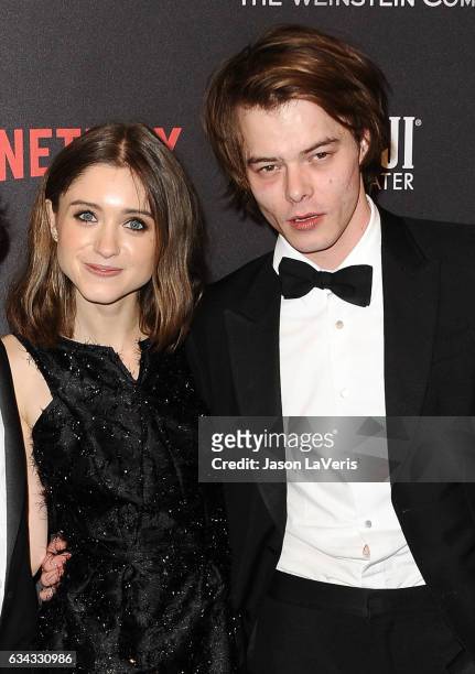 Actress Natalia Dyer and actor Charlie Heaton attend the 2017 Weinstein Company and Netflix Golden Globes after party on January 8, 2017 in Los...