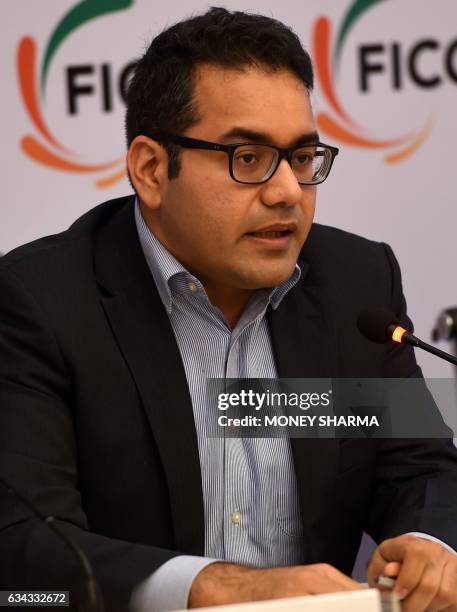 Kunal Bahl, Co-founder and CEO Snapdeal speaks during a press conference on Model GST Law for the e Commerce Sector in New Delhi on February 9, 2017....