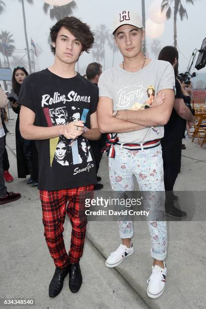 Brandon Lee and Dylan Lee attend the Tommy Hilfiger Spring 2017 Women's Runway Show - Front Row at Windward Plaza on February 8, 2017 in Venice,...