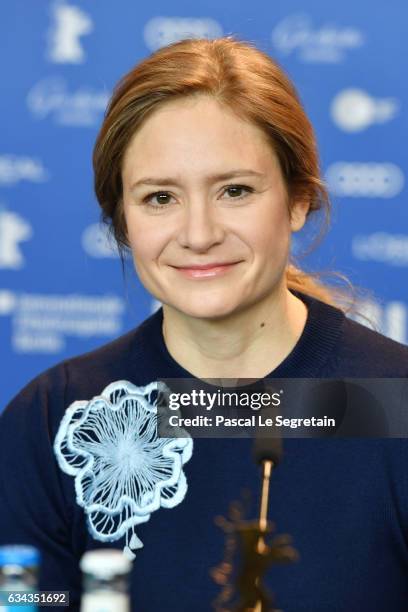 Member of the International jury of the Berlinale film festival actress Julia Jentsch attends the International Jury press conference during the 67th...