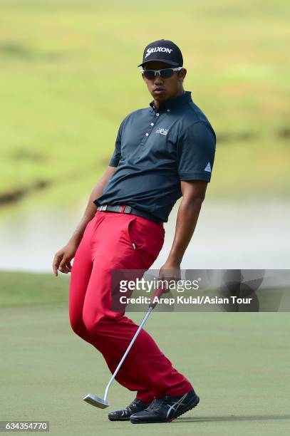 Arie Irawan of Malaysia pictured during Day One of the Maybank Championship Malaysia at Saujana Golf and Country Club on February 9, 2017 in Kuala...