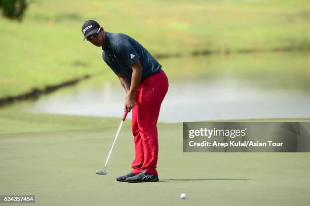 Arie Irawan of Malaysia pictured during Day One of the Maybank Championship Malaysia at Saujana Golf and Country Club on February 9, 2017 in Kuala...