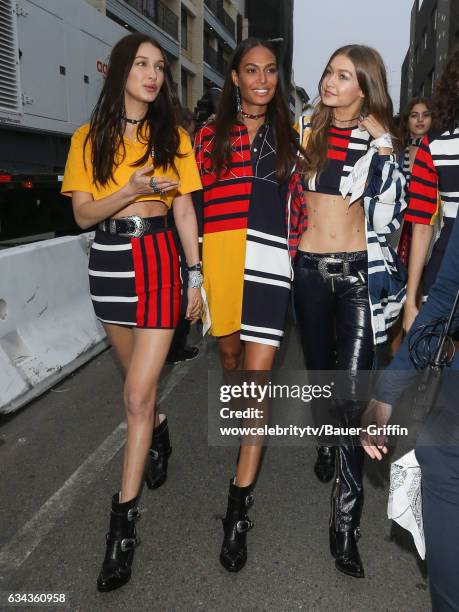 Models Bella Hadid and Gigi Hadid are seen on February 08, 2017 in Los Angeles, California.