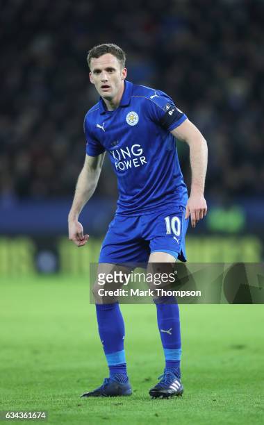 Andy King of Leicester City in action during The Emirates FA Cup Fourth Round Replay beteween Leicester City and Derby County at The King Power...