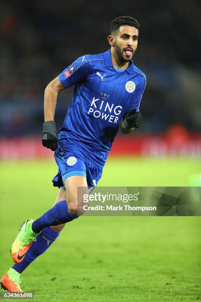 Riyad Mahrez of Leicester City in action during The Emirates FA Cup Fourth Round Replay beteween Leicester City and Derby County at The King Power...