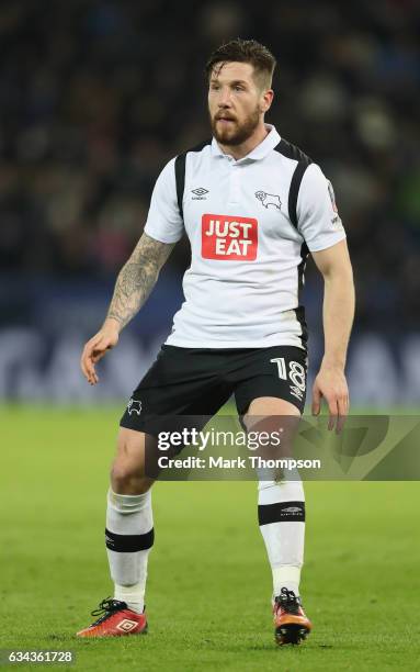 Jacob Butterfield of Derby County in action during The Emirates FA Cup Fourth Round Replay beteween Leicester City and Derby County at The King Power...