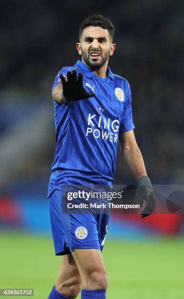 Riyad Mahrez of Leicester City in action during The Emirates FA Cup Fourth Round Replay beteween Leicester City and Derby County at The King Power...