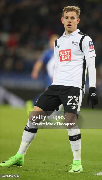 Matej Vydra of Derby County in action during The Emirates FA Cup Fourth Round Replay beteween Leicester City and Derby County at The King Power...