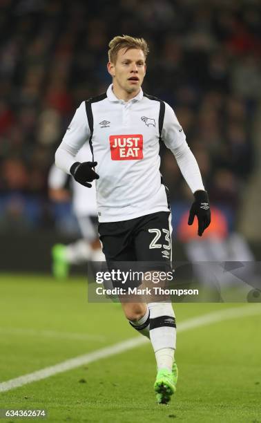 Matej Vydra of Derby County in action during The Emirates FA Cup Fourth Round Replay beteween Leicester City and Derby County at The King Power...