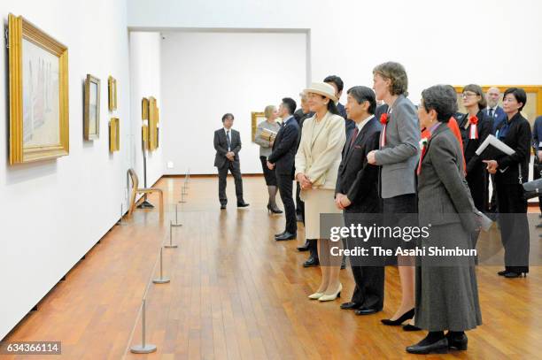 Crown Prince Naruhito and Crown Princess Masako are seen during the opening ceremony of the 'Skagen: An Artists' Colony in Denmark' exhibition at the...