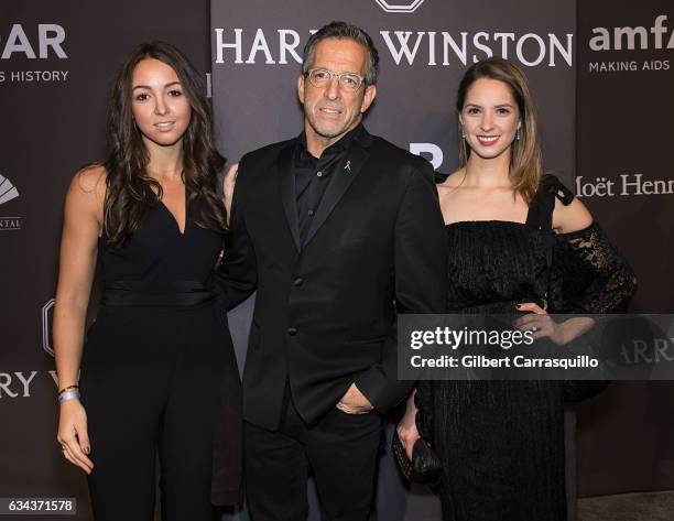 Designer Kenneth Cole and daughters Catie Cole and Emily Cole attend 19th Annual amfAR New York Gala at Cipriani Wall Street on February 8, 2017 in...