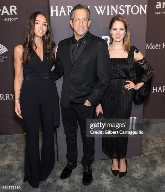 Designer Kenneth Cole and daughters Catie Cole and Emily Cole attend 19th Annual amfAR New York Gala at Cipriani Wall Street on February 8, 2017 in...