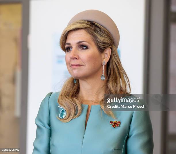 Queen Maxima Of The Netherlands visits the Spinlab - a former cotton spinning mill now home to a startup accelerator, where young entrepreneurs...
