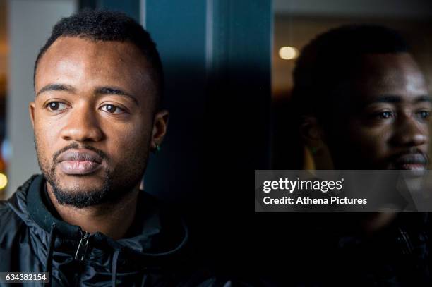 Jordan Ayew after signing a contract with Swansea City at The Fairwood Training Ground on February 08, 2017 in Swansea, Wales.