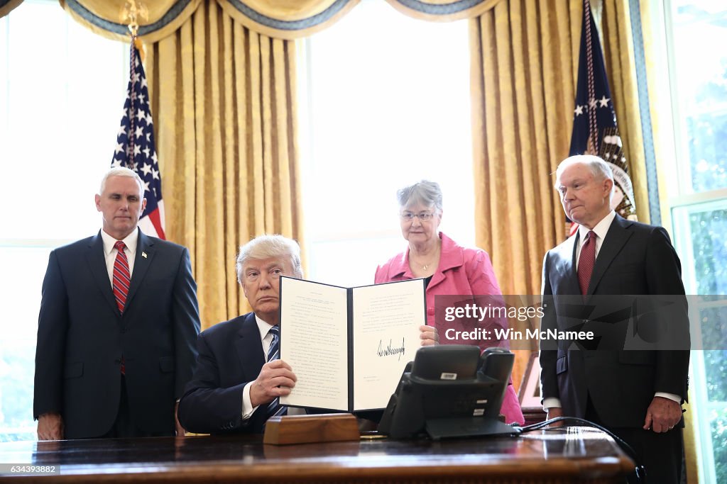 Sen. Jeff Sessions Sworn In As Attorney General At The White House