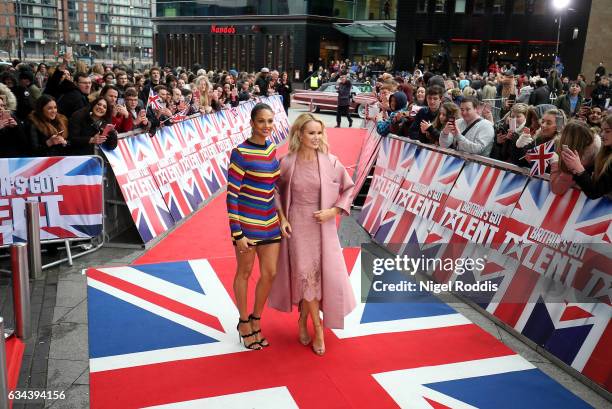 Judges Alesha Dixon and Amanda Holden arrive for the Britain's Got Talent Manchester auditions on February 9, 2017 in Manchester, United Kingdom.