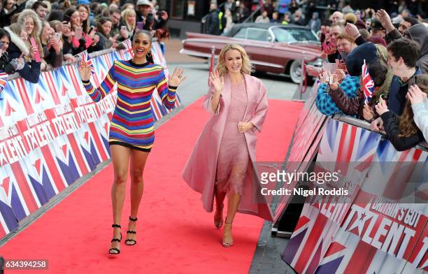 Judges Alesha Dixon and Amanda Holden arrive for the Britain's Got Talent Manchester auditions on February 9, 2017 in Manchester, United Kingdom.