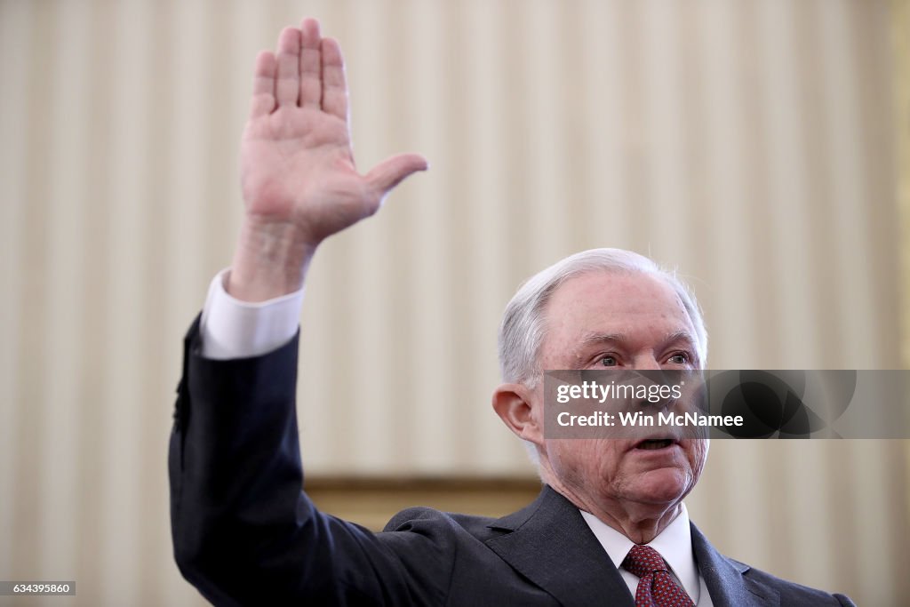 Sen. Jeff Sessions Sworn In As Attorney General At The White House