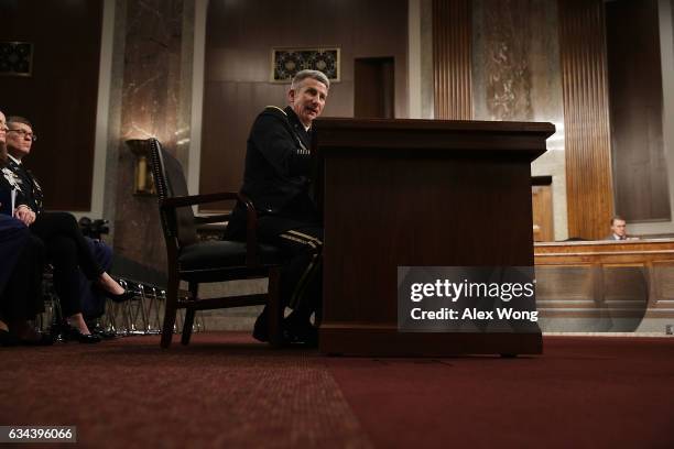 Army Gen. John Nicholson, commander of Resolute Support of United States Forces, testifies during a hearing before Senate Armed Services Committee...