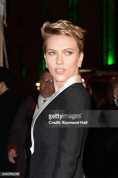 Actress Scarlett Johansson attends the 19th annual amfAR's New York Gala to kick off NY Fashion Week at Cipriani Wall Street on February 8, 2017 in...