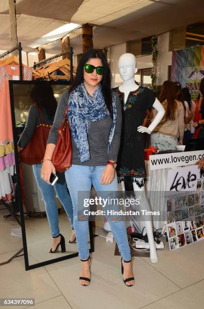 Bollywood actor Sanjay Kapoor's wife Maheep Sandhu during a Charity exhibition Araaish organised by Mana Shetty, wife of actor Suniel Shetty, at Blue...