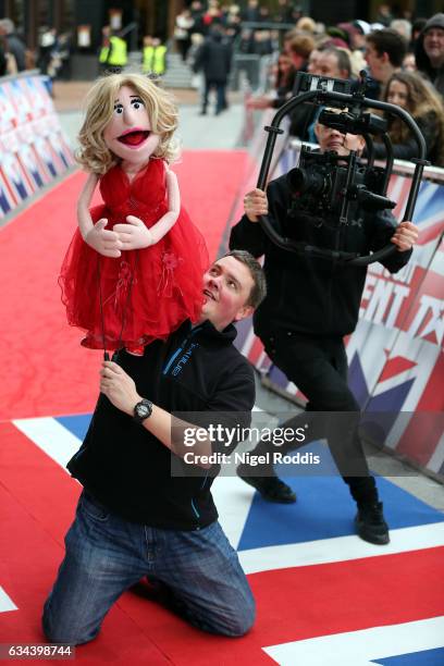 Pupet of Judge Amanda Holden arrives for the Britain's Got Talent Manchester auditions on February 9, 2017 in Manchester, United Kingdom.