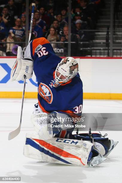 Jean-Francois Berube of the New York Islanders skates against the Los Angeles Kings at the Barclays Center on January 21, 2017 in Brooklyn borough of...