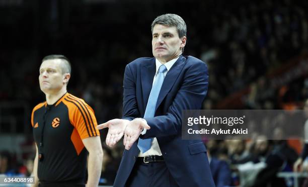 Velimir Perasovic, Head Coach of Anadolu Efes Istanbul in action during the 2016/2017 Turkish Airlines EuroLeague Regular Season Round 22 game...
