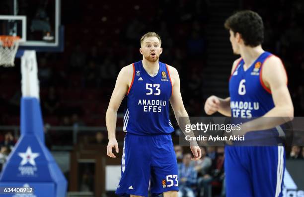 Alex Kirk, #53 of Anadolu Efes Istanbul in action during the 2016/2017 Turkish Airlines EuroLeague Regular Season Round 22 game between Anadolu Efes...