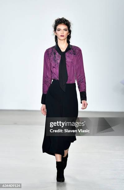 Model walks the runway at Ane Amour fashion show during February 2017 New York Fashion Week at Pier 59 on February 9, 2017 in New York City.