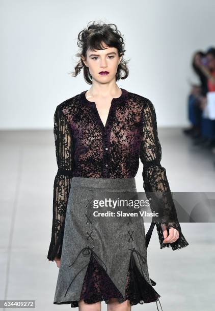 Model walks the runway at Ane Amour fashion show during February 2017 New York Fashion Week at Pier 59 on February 9, 2017 in New York City.
