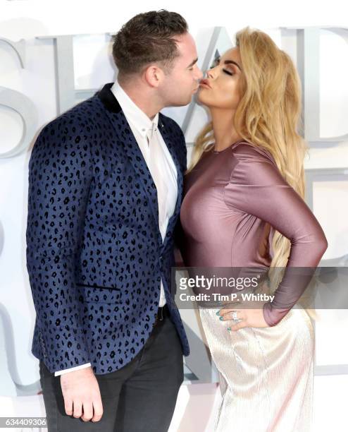 Kieran Hayler and Katie Price attend the UK Premiere of "Fifty Shades Darker" at the Odeon Leicester Square on February 9, 2017 in London, United...