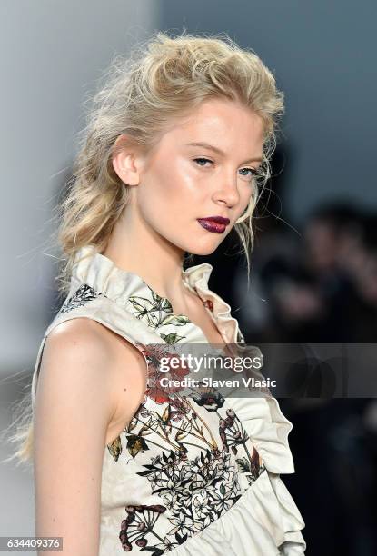 Model walks the runway at Ane Amour fashion show during February 2017 New York Fashion Week at Pier 59 on February 9, 2017 in New York City.