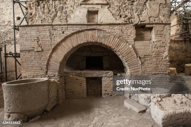 The insula of the Chaste Lovers into the archeological ruins of Pompeii, along Via dell'Abbondanza, on February 8, 2017. The Domus of the Chaste...