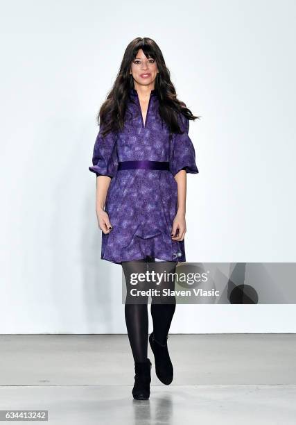 Designer Iyala Anne walks the runway at Ane Amour fashion show during February 2017 New York Fashion Week at Pier 59 on February 9, 2017 in New York...