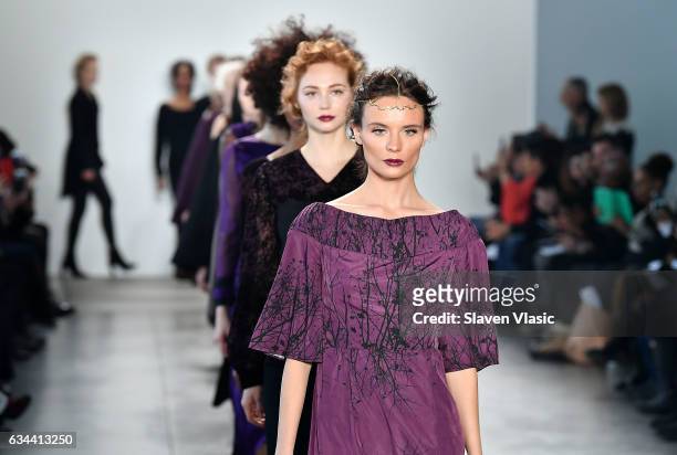 Models walk the runway at Ane Amour fashion show during February 2017 New York Fashion Week at Pier 59 on February 9, 2017 in New York City.