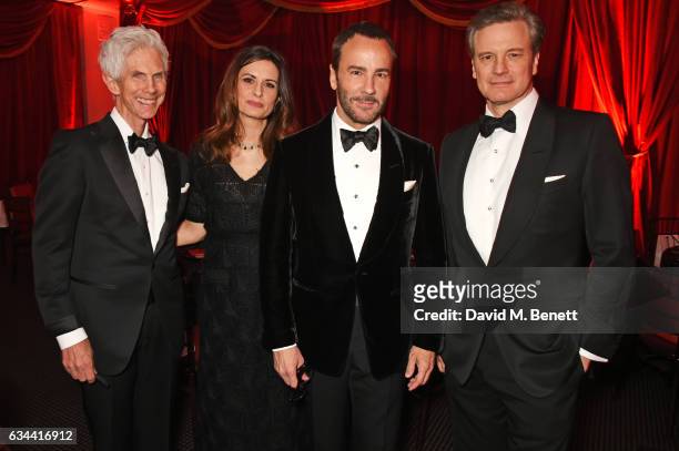 RIchard Buckley, Livia Firth, Tom Ford and Colin Firth attend the BAFTA 2017 Film Gala Dinner at BAFTA Piccadilly on February 9, 2017 in London,...