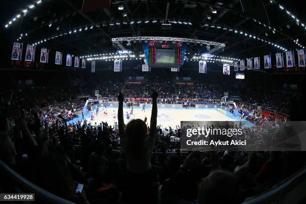 General view of Abdi Ipekci Arena during the 2016/2017 Turkish Airlines EuroLeague Regular Season Round 22 game between Anadolu Efes Istanbul v EA7...