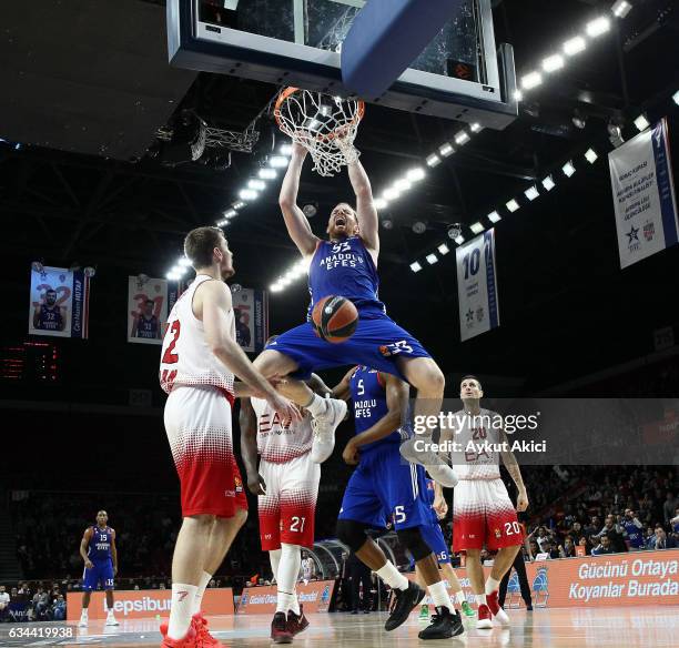 Alex Kirk, #53 of Anadolu Efes Istanbul in action during the 2016/2017 Turkish Airlines EuroLeague Regular Season Round 22 game between Anadolu Efes...