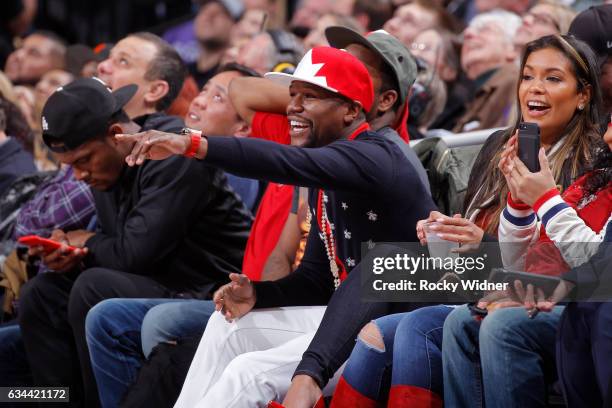 Boxer, Floyd Mayweather attends the Boston Celtics game against the Sacramento Kings at Golden 1 Center on February 8, 2017 in Sacramento,...