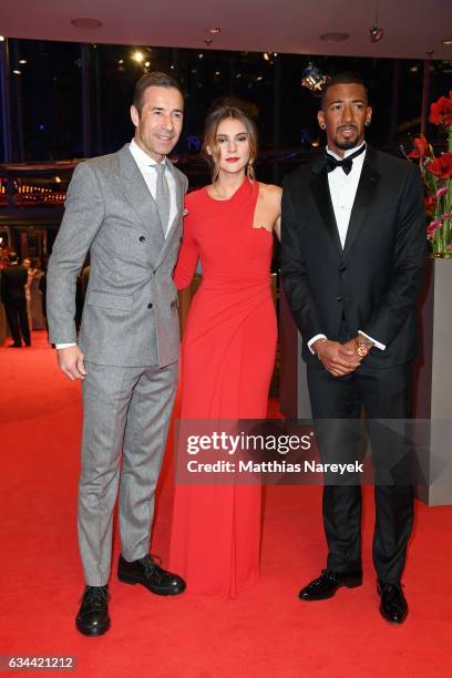 German TV host Kai Pflaume, Stefanie Giesinger and German footballer Jerome Boateng attend the 'Django' premiere during the 67th Berlinale...