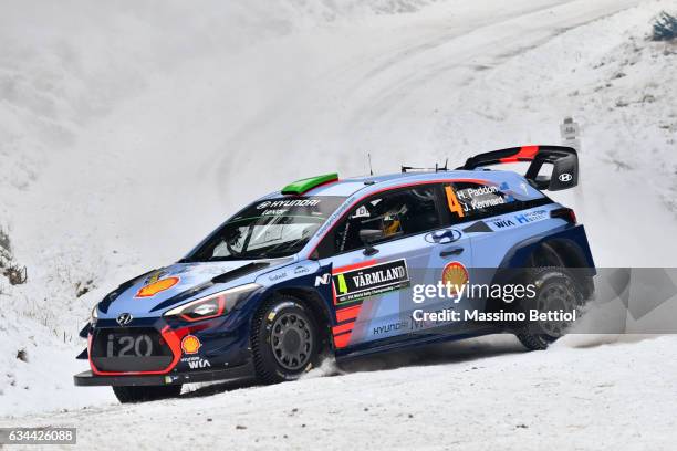 Hayden Paddon of New Zealand and John Kennard of New Zealand compete in their Hyundai Motorsport WRT Hyundai i20 Coupè WRC during the Shakedown of...